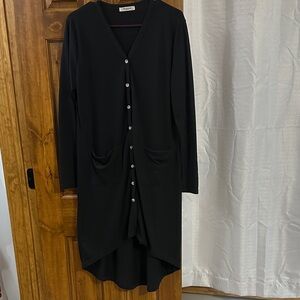 Black Button Down High-Lo Tunic